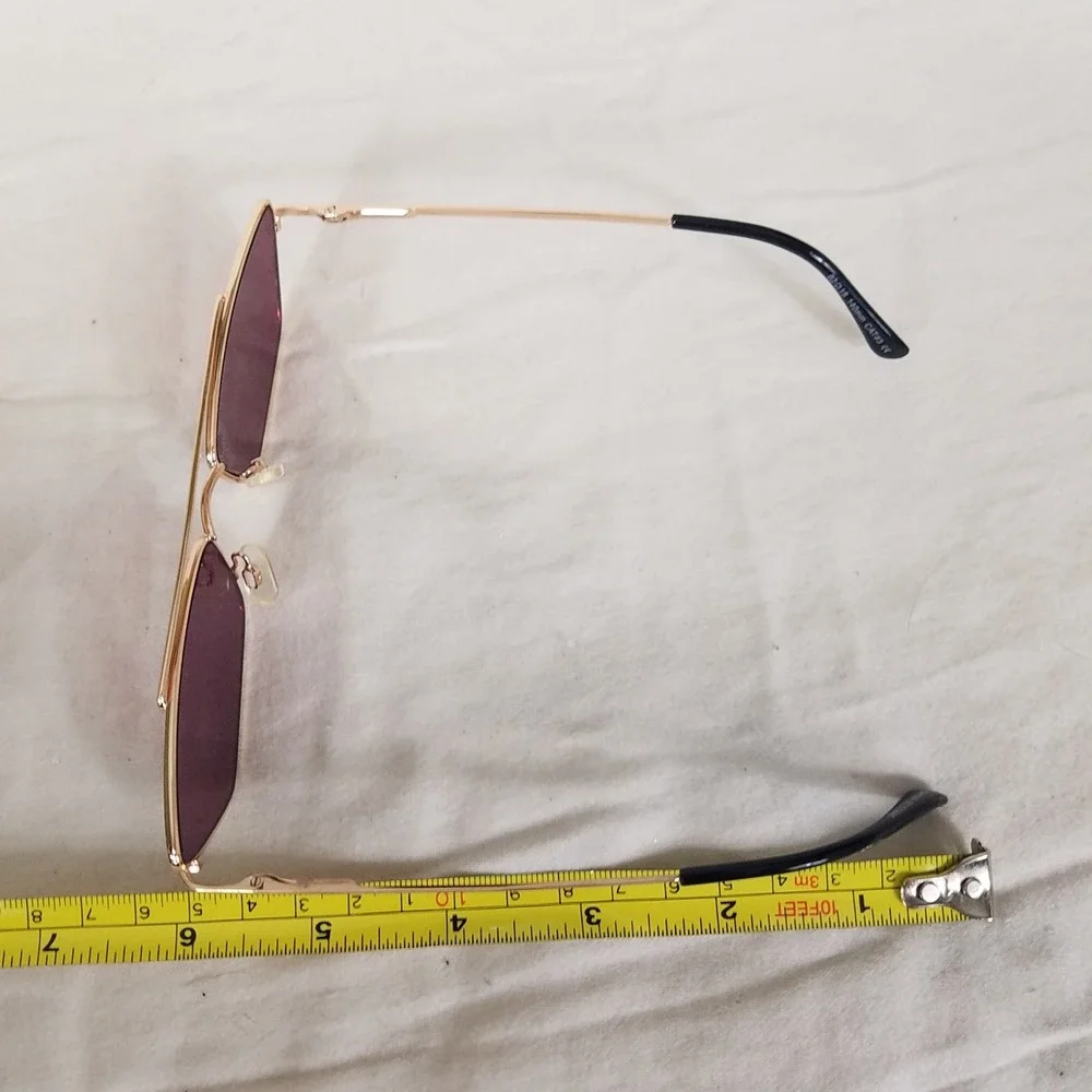 Geometric Sunglasses Womens Purple Gold Excellent Double Bridge Retro